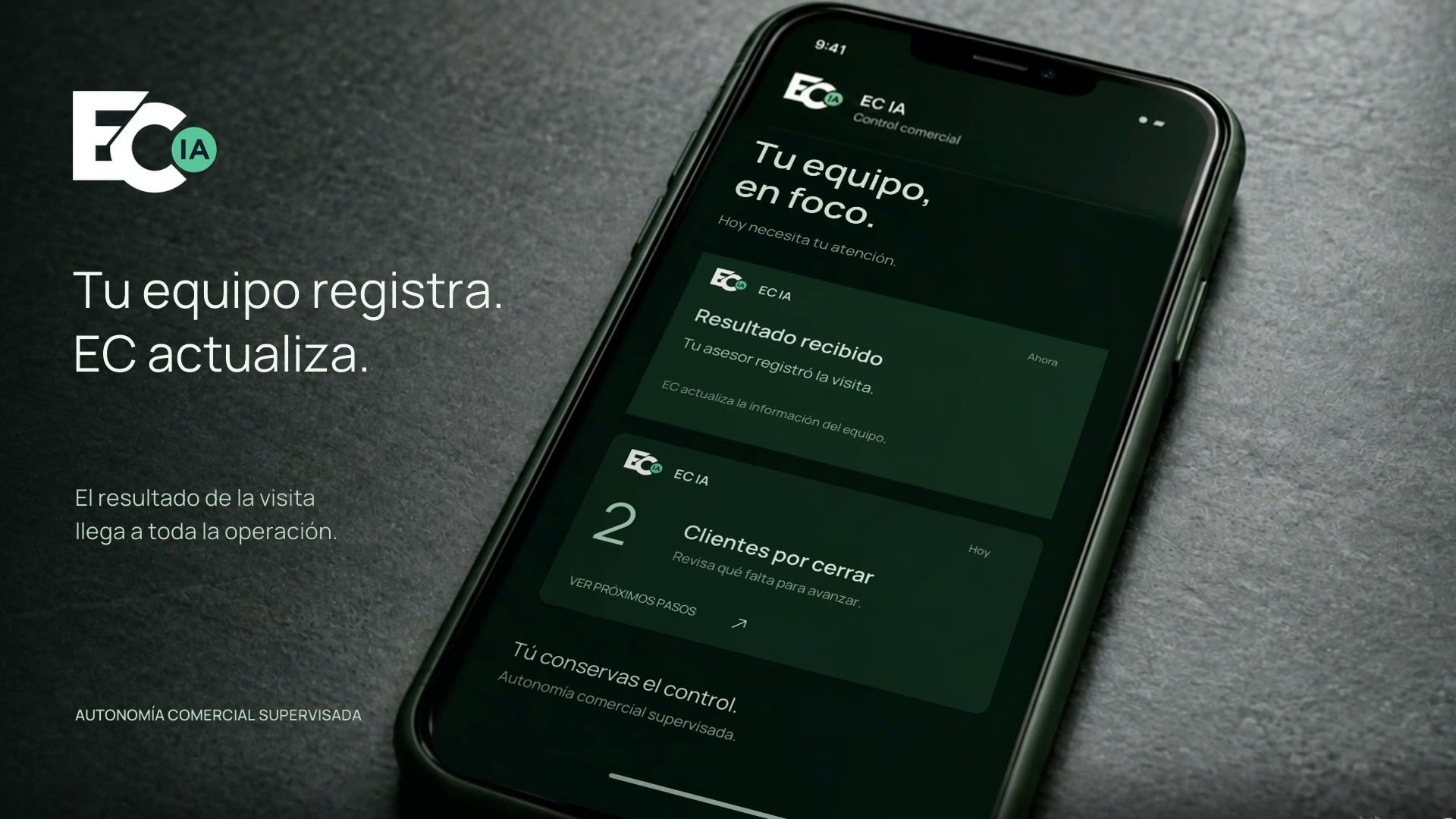 El equipo completa una tarea y EC actualiza el seguimiento.